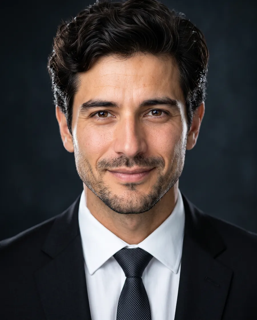Black Suit / Studio headshot of the same person